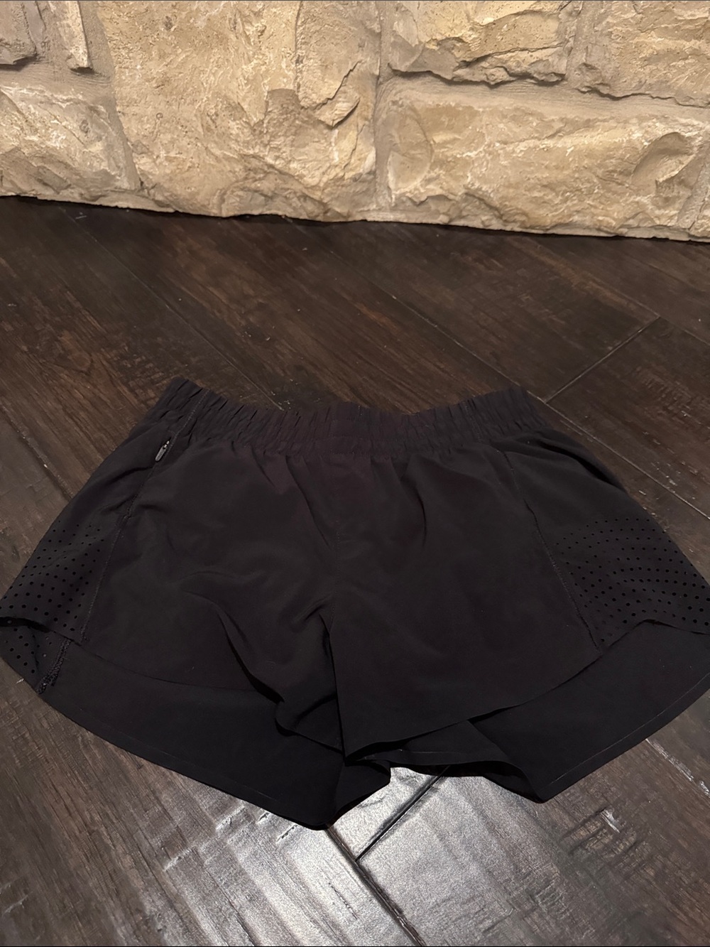 Athleta Black Perforated Running Shorts